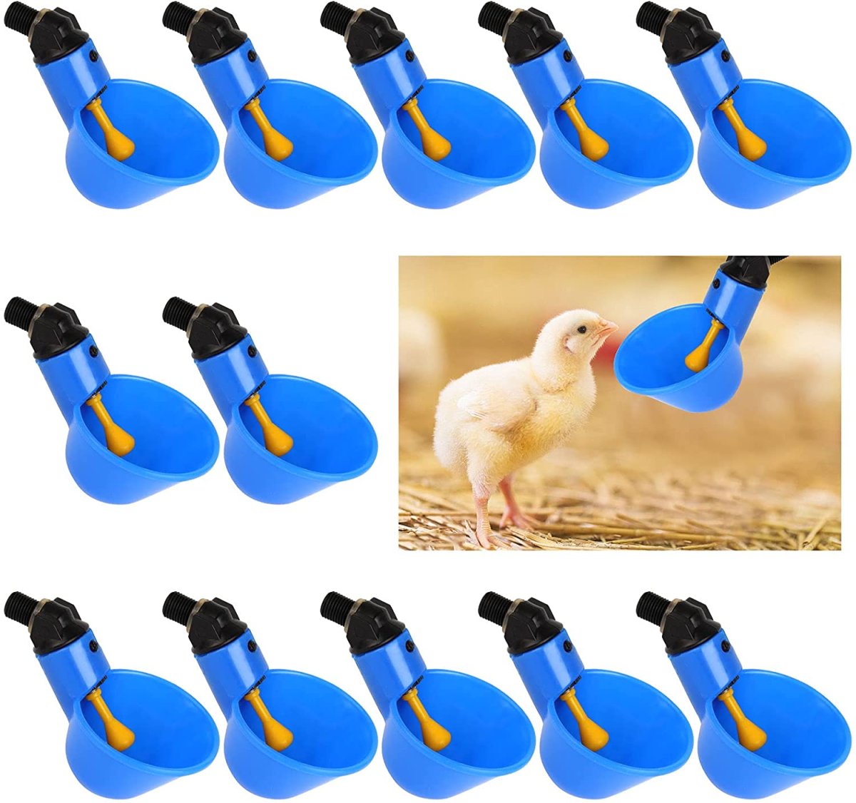 12 Pezzi Mangiatoia per Abbeveratoi Automatici Tazza di Pollame di Plastica Abbeveratoio per Pollame Tazza d’Acqua per Pollame per Gallina per Pollame Galline Pollo Pollaio - immagine 2